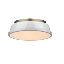  3602-14 AB-WH - Duncan 14" Flush Mount in Aged Brass with a White Shade